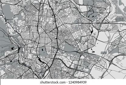 vector map of the city of Madrid, Spain