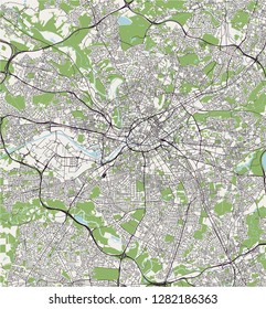 vector map of the city of Manchester, England, Great Britain