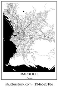 vector map of the city of Marseille, France