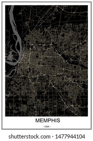 vector map of the city of Memphis , Mississippi, USA