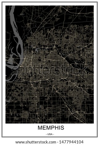 vector map of the city of Memphis , Mississippi, USA