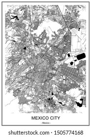 vector map of the city of Mexico, Mexico City, United Mexican States, North America