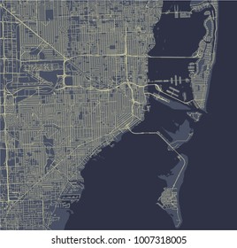 vector map of the city of Miami, USA