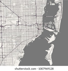 vector map of the city of Miami, USA