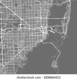 vector map of the city of Miami, USA