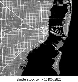 vector map of the city of Miami, USA