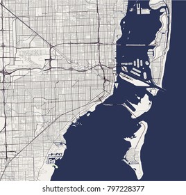 vector map of the city of Miami, USA