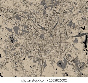 vector map of the city of Milan, capital of Lombardy, Italy