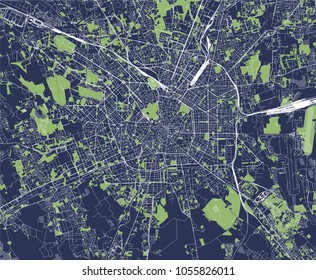 vector map of the city of Milan, capital of Lombardy, Italy