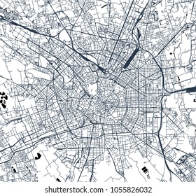 vector map of the city of Milan, capital of Lombardy, Italy