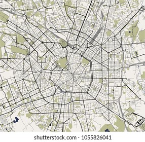 vector map of the city of Milan, capital of Lombardy, Italy