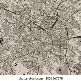 vector map of the city of Milan, capital of Lombardy, Italy