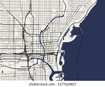 vector map of the city of Milwaukee, Wisconsin, United States America