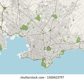 vector map of the city of Montevideo, Uruguay, South America