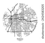 vector map of the city, Montgomery, Alabama, state of the United States for home walls and posters