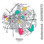 vector map of the city, Montgomery, Alabama, state of the United States for home walls and posters
