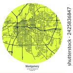 vector map of the city, Montgomery, Alabama, state of the United States for home walls and posters