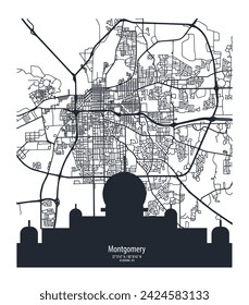 vector map of the city, Montgomery, Alabama, state of the United States for home walls and posters