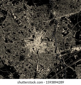 vector map of the city of Montpellier, Herault, Occitanie, France