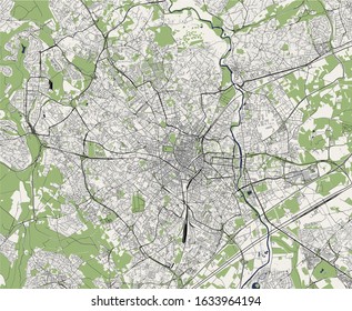 vector map of the city of Montpellier, Herault, Occitanie, France