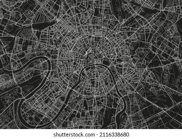 vector map of the city of Moscow, on a black background, Russia
