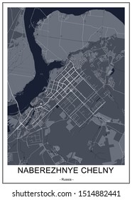 vector map of the city of Naberezhnye Chelny, Russia