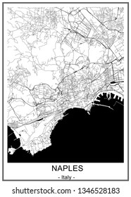 vector map of the city of Naples, Campania, Italy