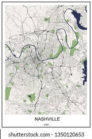vector map of the city of Nashville, Tennessee, USA