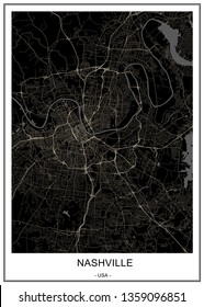 vector map of the city of Nashville, Tennessee, USA