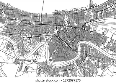 vector map of the city of New Orleans, Louisiana, USA