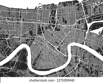 vector map of the city of New Orleans, Louisiana, USA