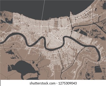 vector map of the city of New Orleans, Louisiana, USA