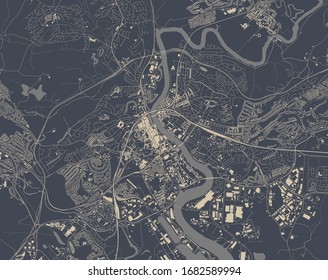 vector map of the city of Newport, Gwent, Wales, UK