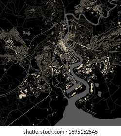 vector map of the city of Newport, Gwent, Wales, UK