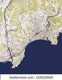vector map of the city of Nice, Provence-Alpes-Cote dAzur, Alpes-Maritimes, French Riviera, France