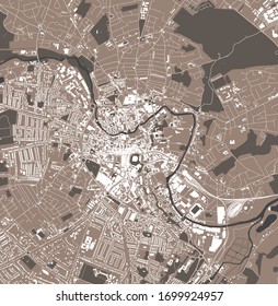 vector map of the city of Norwich, Norfolk, East of England, England, UK