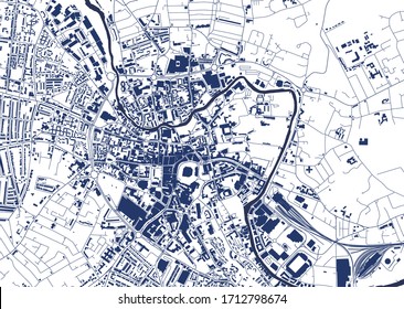 vector map of the city of Norwich, Norfolk, East of England, England, UK