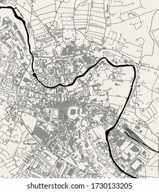 vector map of the city of Norwich, Norfolk, East of England, England, UK