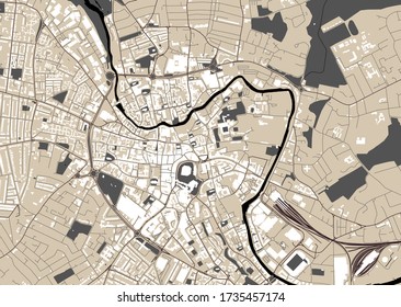 vector map of the city of Norwich, Norfolk, East of England, England, UK