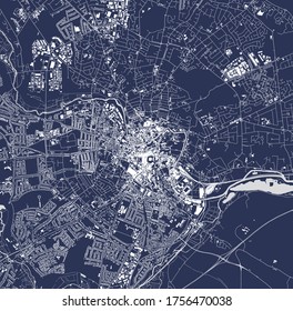 vector map of the city of Norwich, Norfolk, East of England, England, UK