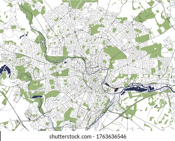 vector map of the city of Norwich, Norfolk, East of England, England, UK