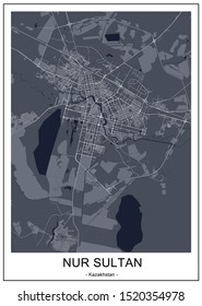 vector map of the city of Nur-Sultan, Kazakhstan