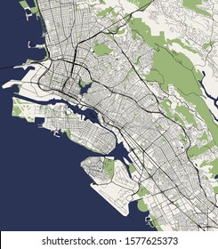 vector map of the city of Oakland, California, United States America