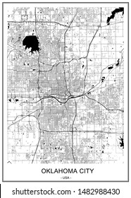 vector map of the city of Oklahoma, Oklahoma City, USA