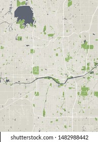 vector map of the city of Oklahoma, Oklahoma City, USA