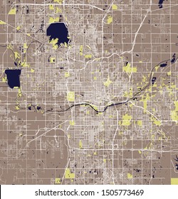 vector map of the city of Oklahoma, Oklahoma City, USA