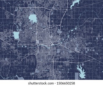 vector map of the city of Oklahoma, Oklahoma City, USA