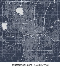 vector map of the city of Oklahoma, Oklahoma City, USA