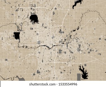 vector map of the city of Oklahoma, Oklahoma City, USA