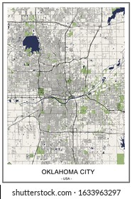 vector map of the city of Oklahoma, Oklahoma City, USA